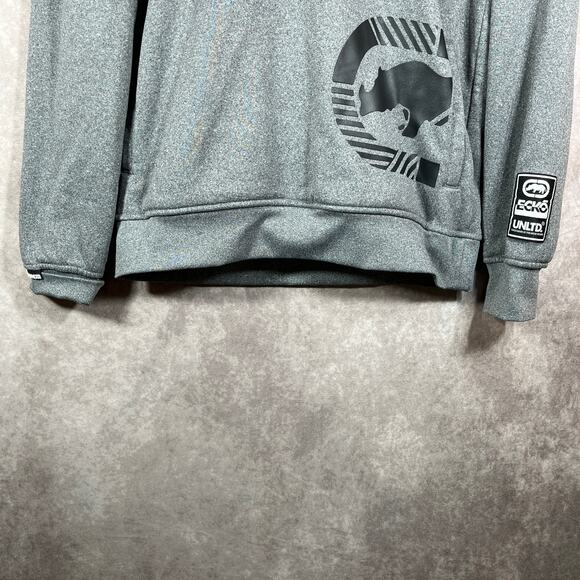 Ecko Unltd. Hoodie Sweatshirt Mens Medium Gray Fleece Graphic Hip Hop Streetwear - Picture 3 of 9